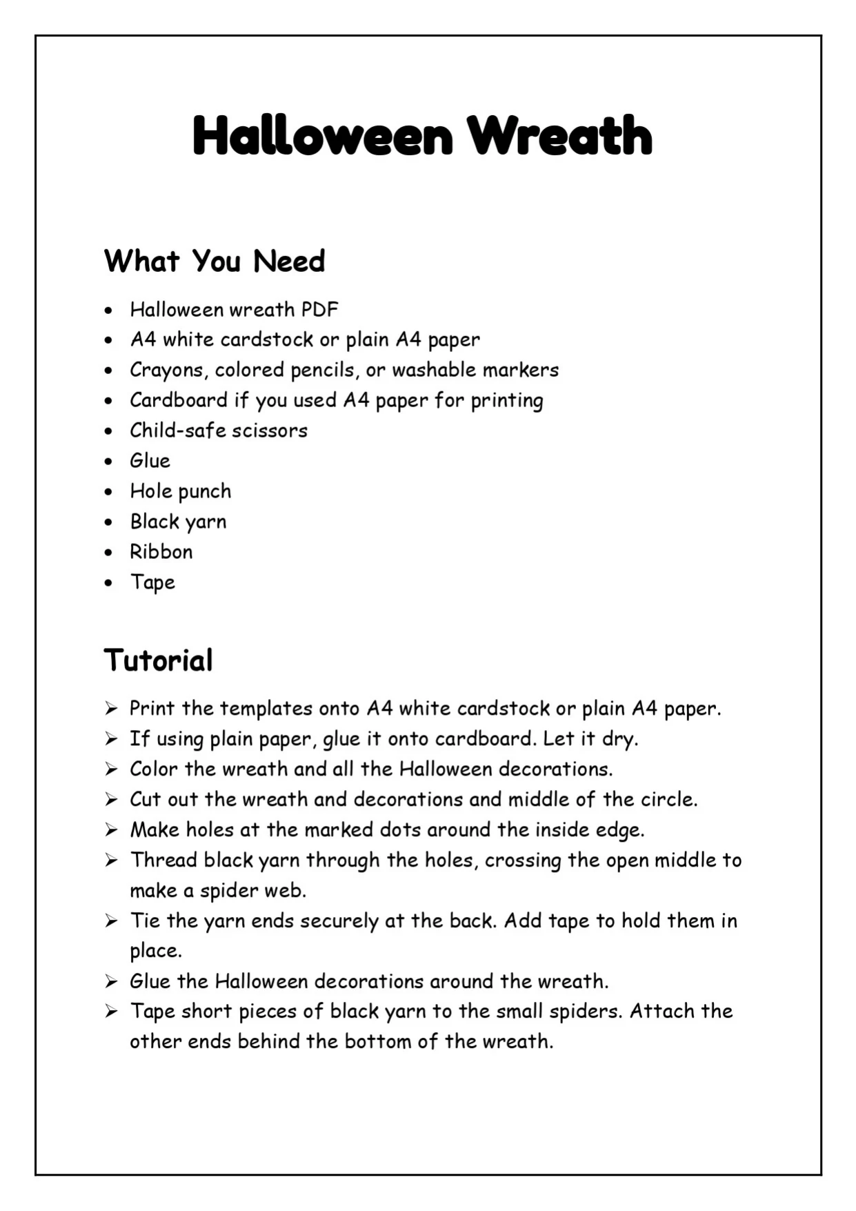 Halloween Wreath Craft printable, page 18 of 19